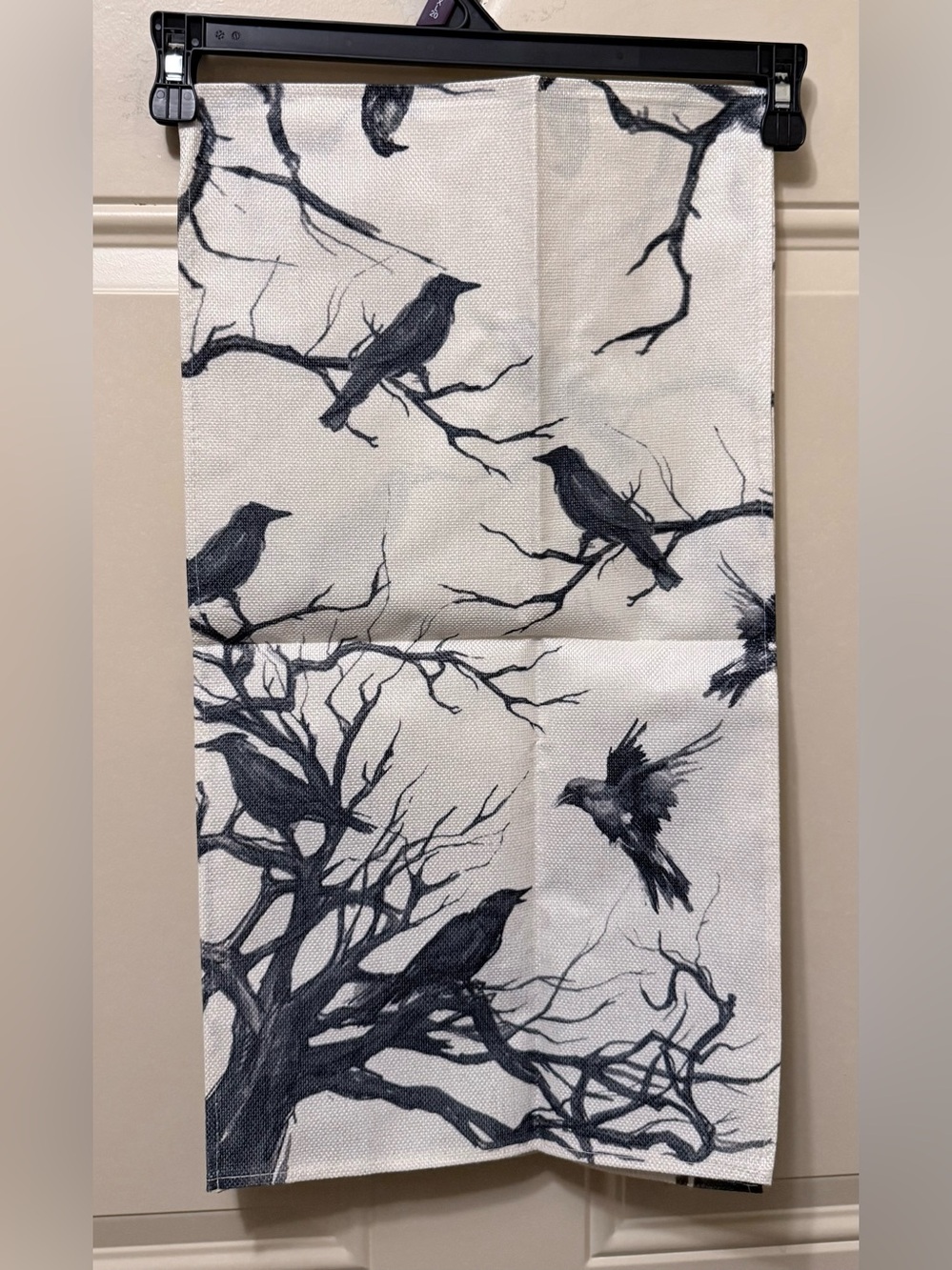 Halloween Raven Table Runner - Black on Cream - Picture 2 of 4